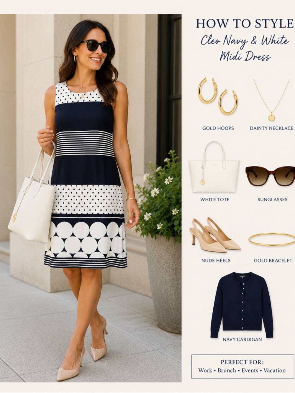 Cleo Navy blue and White Patterned Midi Dress size petites 14